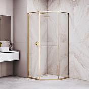 RGW Душевой уголок 100х100х200h см, Easy Clean, стекло прозрачное 8 мм, цвет: золото брашированное 33328200-16L