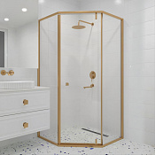 RGW Hotel Душевой уголок 100х100х195h см, Easy Clean,, стекло прозрачное 8 мм, цвет: золото брашир. 350608800-16