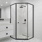 RGW Hotel Душевой уголок 90х90х195h см, Easy Clean, стекло прозрачное 8 мм, цвет: черный матовый 350608899-14