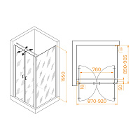 RGW Passage Душевой уголок 90х90х195h см, универсальный, Easy Clean, цвет: черный матовый 060813499-014