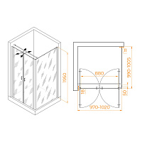 RGW Passage Душевой уголок 100х100х195h см, универсальный, Easy Clean, цвет: черный матовый 060813400-014