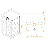 RGW Passage Душевой уголок 120х120х195h см, универсальный, Easy Clean, цвет: черный матовый 060813422-014