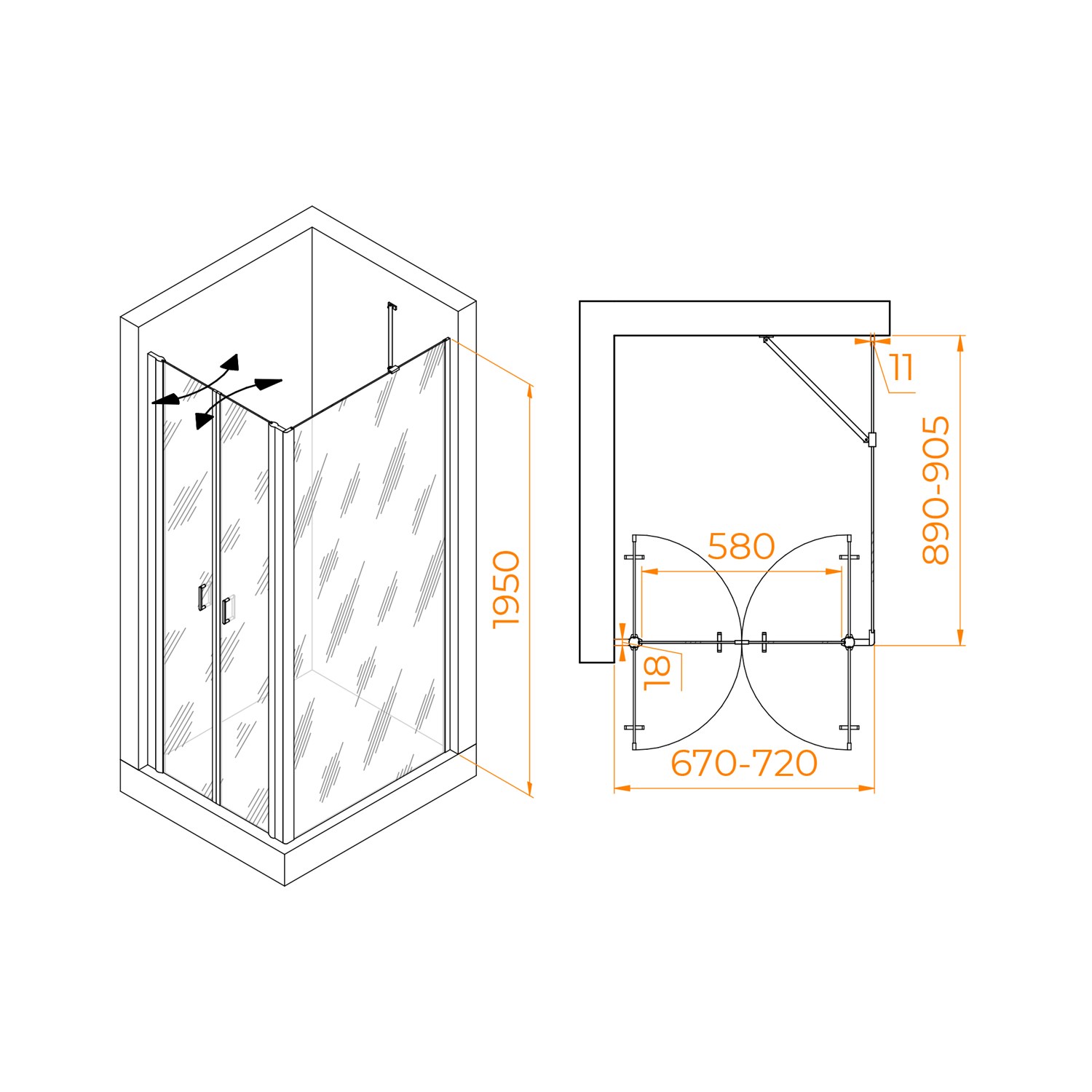 RGW Passage Душевой уголок 70х90х195h см, универсальный, Easy Clean, цвет: хром глянцевый 060814479-11