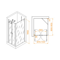 RGW Passage Душевой уголок 70х90х195h см, универсальный, Easy Clean, цвет: хром глянцевый 060814479-11
