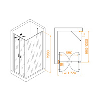 RGW Passage Душевой уголок 70х100х195h см, универсальный, Easy Clean, цвет: хром глянцевый 060814470-11
