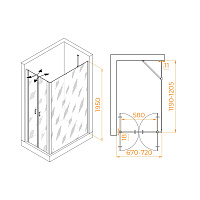 RGW Passage Душевой уголок 70х120х195h см, универсальный, Easy Clean, цвет: хром глянцевый 060814472-11