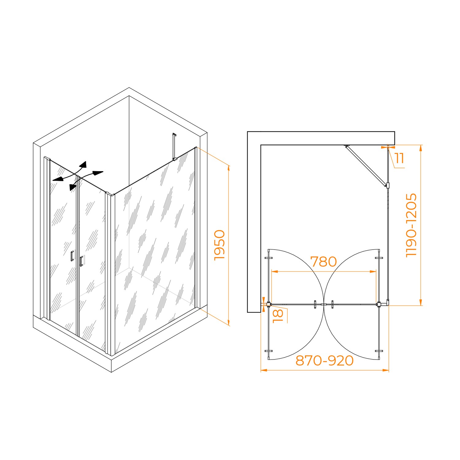 RGW Passage Душевой уголок 90х120х195h см, универсальный, Easy Clean, цвет: хром глянцевый 060814492-11