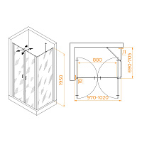 RGW Passage Душевой уголок 100х70х195h см, универсальный, Easy Clean, цвет: хром глянцевый 060814407-11