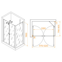RGW Passage Душевой уголок 120х80х195h см, универсальный, Easy Clean, цвет: хром глянцевый 060814428-11