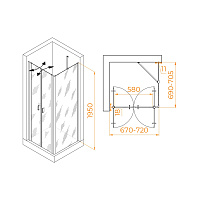 RGW Passage Душевой уголок 70х70х195h см, универсальный, Easy Clean, цвет: хром глянцевый 060813477-11