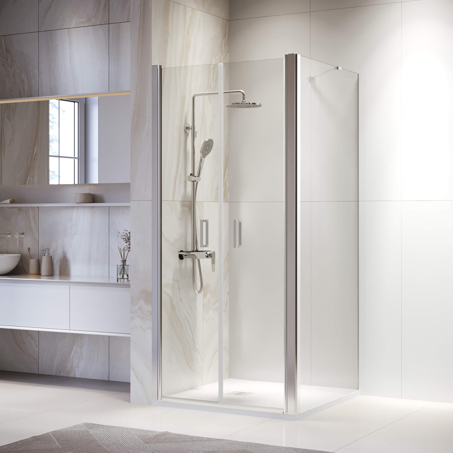 RGW Passage Душевой уголок 80х80х195h см, универсальный, Easy Clean, цвет: хром глянцевый 060813488-11