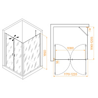 RGW Passage Душевой уголок 120х120х195h см, универсальный, Easy Clean, цвет: хром глянцевый 060813422-11