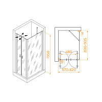 RGW Passage Душевой уголок 60х90х195h см, универсальный, Easy Clean, цвет: черный матовый 060814469-14