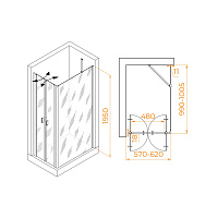 RGW Passage Душевой уголок 60х100х195h см, Easy Clean, стекло прозрачное 6 мм, цвет: черный матовый 060814460-14