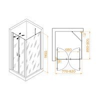 RGW Passage Душевой уголок 80х90х195h см, универсальный, Easy Clean, цвет: черный матовый 060814489-14
