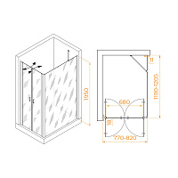 RGW Passage Душевой уголок 80х120х195h см, универсальный, Easy Clean, цвет: черный матовый 060814482-14