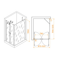 RGW Passage Душевой уголок 90х120х195h см, универсальный, Easy Clean, цвет: черный матовый 060814492-14