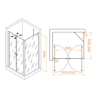 RGW Passage Душевой уголок 100х90х195h см, универсальный, Easy Clean, цвет: черный матовый 060814409-14