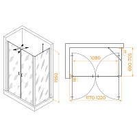 RGW Passage Душевой уголок 120х70х195h см, универсальный, Easy Clean, цвет: черный матовый 060814427-14