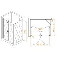 RGW Passage Душевой уголок 120х100х195h см, универсальный, Easy Clean, цвет: черный матовый 060814420-14