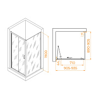 RGW Passage Душевой уголок 90х90х190h см, универсальный, Easy Clean, цвет: хром глянцевый 060813299-11