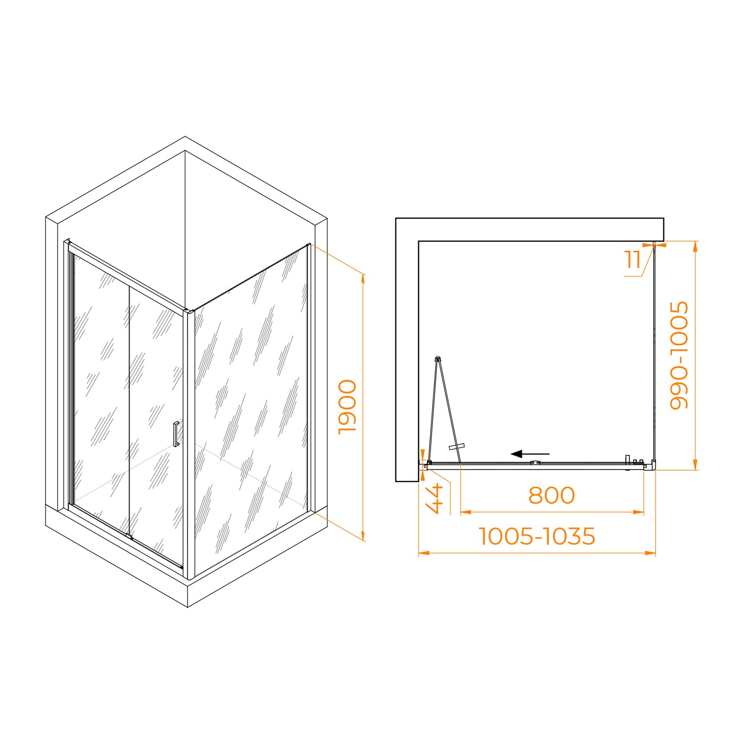 RGW Passage Душевой уголок 100х100х190h см, Easy Clean, стекло прозрачное 5 мм, цвет: хром глянцевый 060813200-11