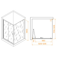 RGW Passage Душевой уголок 120х120х190h см, Easy Clean, стекло прозрачное 5 мм, цвет: хром глянцевый 060813222-11