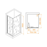 RGW Passage Душевой уголок 70х90х190h см, универсальный, Easy Clean, цвет: хром глянцевый 060814279-11