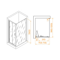 RGW Passage Душевой уголок 70х100х190h см, универсальный, Easy Clean, цвет: хром глянцевый 060814270-11