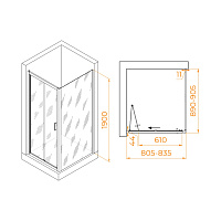 RGW Passage Душевой уголок 80х90х190h см, Easy Clean, стекло прозрачное 5 мм, цвет: хром глянцевый 060814289-11