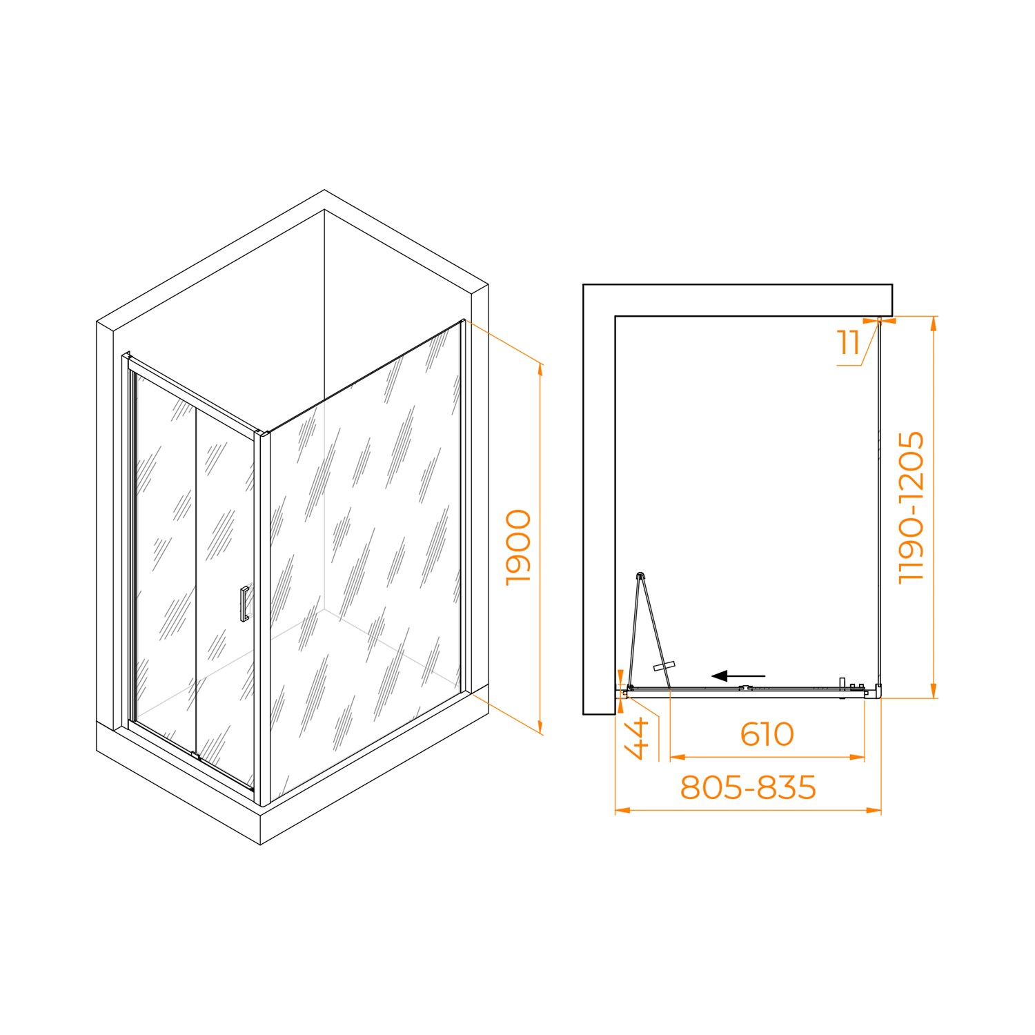 RGW Passage Душевой уголок 80х120х190h см, универсальный, Easy Clean, цвет: хром глянцевый 060814282-11