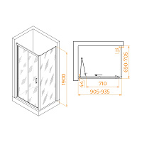 RGW Passage Душевой уголок 90х70х190h см, универсальный, Easy Clean, цвет: хром глянцевый 060814297-11
