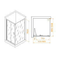 RGW Passage Душевой уголок 90х100х190h см, Easy Clean, стекло прозрачное 5 мм, цвет: хром глянцевый 060814290-11