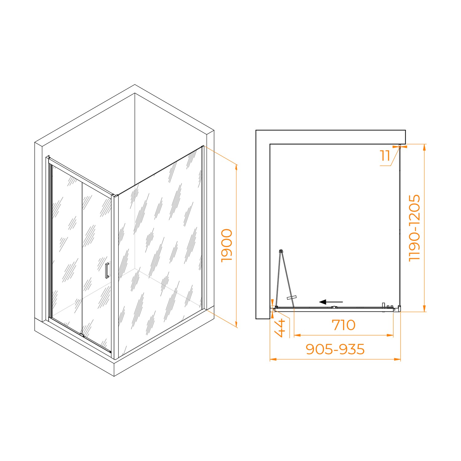 RGW Passage Душевой уголок 90х120х190h см, универсальный, Easy Clean, цвет: хром глянцевый 060814292-11