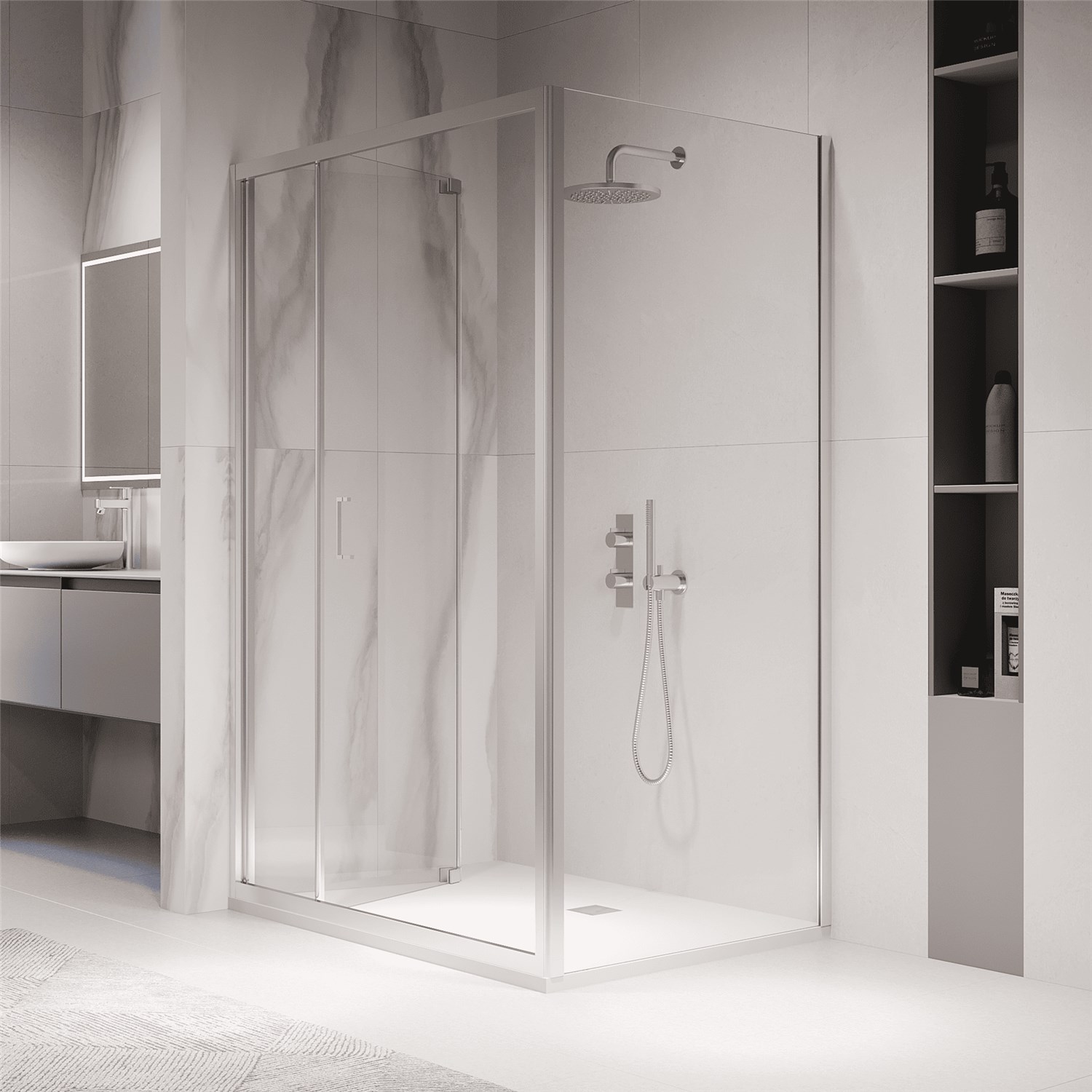 RGW Passage Душевой уголок 100х80х190h см, универсальный, Easy Clean, цвет: хром глянцевый 060814208-11