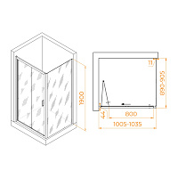 RGW Passage Душевой уголок 100х90х190h см, Easy Clean, стекло прозрачное 5 мм, цвет: хром глянцевый 060814209-11