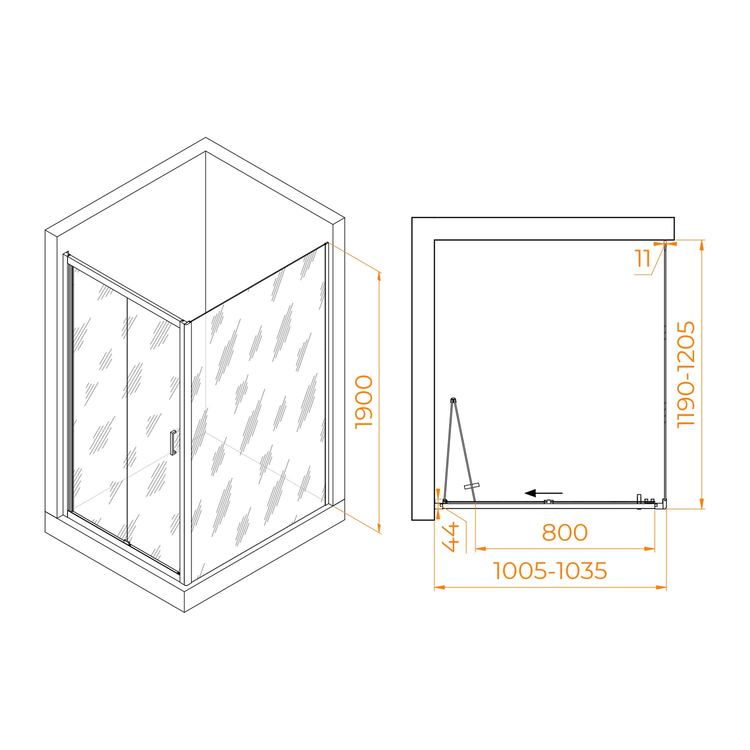 RGW Passage Душевой уголок 100х120х190h см, универсальный, Easy Clean, цвет: хром глянцевый 060814202-11