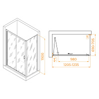 RGW Passage Душевой уголок 120х70х190h см, универсальный, Easy Clean, цвет: хром глянцевый 060814227-11