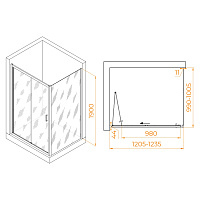 RGW Passage Душевой уголок 120х100х190h см, универсальный, Easy Clean, цвет: хром глянцевый 060814220-11