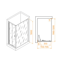 RGW Passage Душевой уголок 70х120х190h см, Easy Clean, стекло прозрачное 5 мм, цвет: хром глянцевый 060814272-14