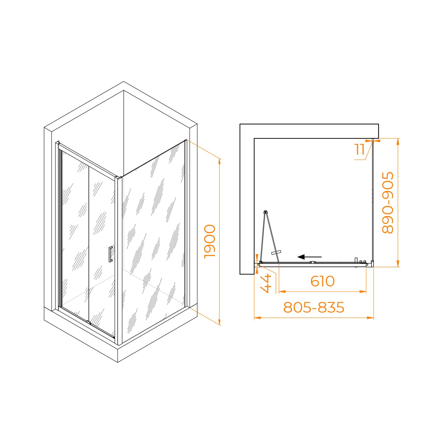 RGW Passage Душевой уголок 80х90х190h см, универсальный, Easy Clean, цвет: хром глянцевый 060814289-14