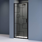RGW Stilvoll Душевая дверь в нишу, Easy Clean, 90х195h см, стекло прозрачное 8 мм, цвет: черный мат. 70320509-194