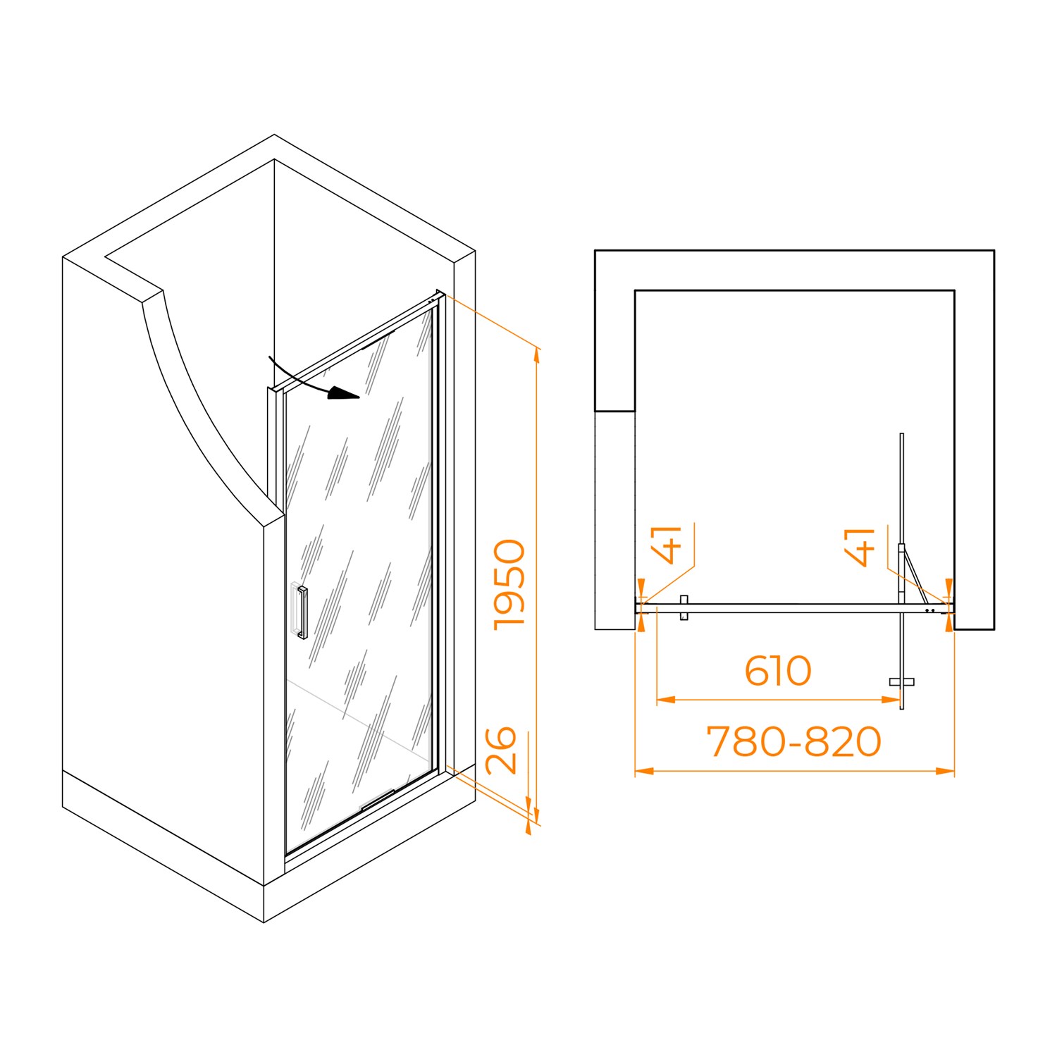 RGW Stilvoll Душевая дверь в нишу, Easy Clean, 80х195h см, стекло прозрачное 8 мм, цвет: серый мат. 70320508-110