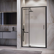 RGW Leipzig Душевая дверь в нишу, Easy Clean, 120х200h см, стекло прозрачное 6 мм, цвет: черный мат. 711210312-14