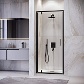 RGW Leipzig Душевая дверь в нишу, Easy Clean, 70х195h см, стекло прозрачное 6 мм, цвет: черный мат. 711210207-14