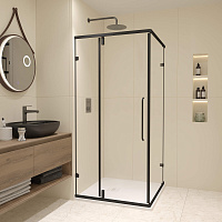 RGW Classic Душевой уголок 90х90х185h см, Easy Clean, стекло прозрачное 6 мм, цвет: черный матовый 72093599-14