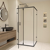 RGW Classic Душевой уголок 90х90х185h см, Easy Clean, стекло прозрачное 6 мм, цвет: черный матовый 72093599-14