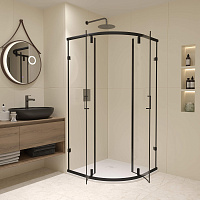 RGW Classic Душевой уголок 90х90х185h см, Easy Clean, стекло прозрачное 6 мм, цвет: черный матовый 72095599-14