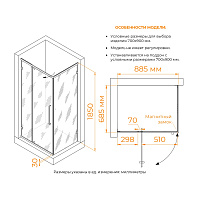 RGW Classic Душевой уголок 90х70х185h см, Easy Clean, стекло прозрачное 6 мм, цвет: черный матовый 72094697-14