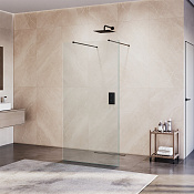RGW Душевое ограждение walk-in, Easy Clean, 100х195h см, стекло прозрачное 8 мм, цвет: черный мат. 35101610-14